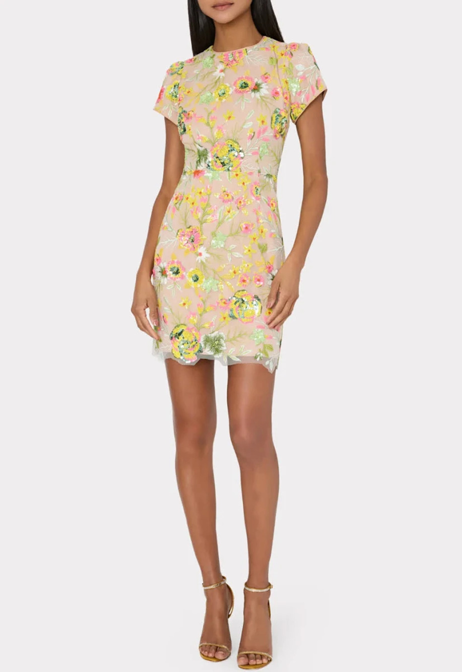 Milly Kyla Botanical‎ Petals Sequin Dress size 10 Embroidered Cocktail NWT $595